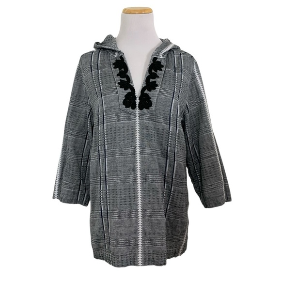 Tommy Bahama Cotton Pullover Hoodie Soutache Women’s M Beachy Baja Hood Coastal - Picture 3 of 17